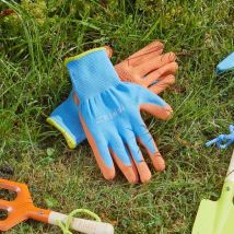 Junior Diggers Childrens Kids Gardening Gloves Orange & Blue 6-10yrs - Briers