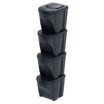Juego De 4 Cubos De Basura, Sistema De Separación De Basura, 4x25l Keden Antracita, 39,2 X 29,3 X 33 Cm