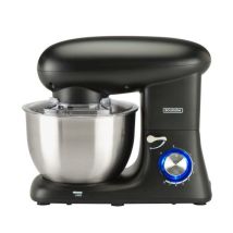 Bourgini Küchenmaschine Chef Plus 5,5L Schwarz 1400 Watt 8 Geschwindigkeitsstufen Edelstahl Rührhaken Spritzschutz