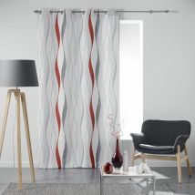 Rideau À Œillets 140 X 260 Cm Ondine — Polyester Imprimé Gris Et Rouge