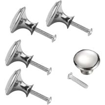 (silvery)4 Pack Brushed Nicke, Cabinet Knobs, 22mm Round Stainless Steel Drawer Pulls Handles ,anti-fingerprint Hardware For Wardrobe, Cupboard, 