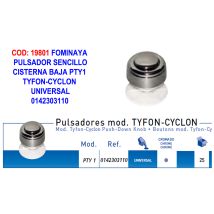 Fominaya Pulsador Simple Universal PTY1 – Mecanismo de descarga para cisternas – Acabado cromado brillante – Compatible con Tyfon y Cyclon