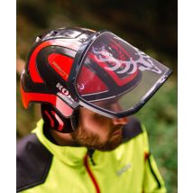 Forsthelm / Schutzhelm Kox Edition Mit Gehörschutz Und Visier Integral Forest Schwarz/rot Onesize - Protos