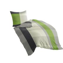 Bierbaum - 464302 - Lenzuola In Satin Di Cotone Mako, 135x200 Cm + 80x80 Cm, Colore: Argento
