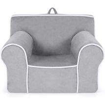 Costway - Sillón Infantil Relleno De Espuma, Sofá Infantil Tapizado Con Tela De Terciopelo Y Relleno De Esponja Pequeños De 0-5 Años (gris)