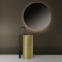 Lavabo Da Terra Freestanding Con Drenaggio A Pavimento Finitura Oro Kg46000p Kamalu
