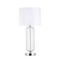 Lampada Da Tavolo Mansonia 1xe27 Cromo C/pantalone Bianco 66x30x30 Cm
