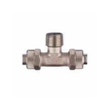 Conector en T para tuberías Rilsan 6X1/8X – Cobre niquelado – Herramientas de fontanería