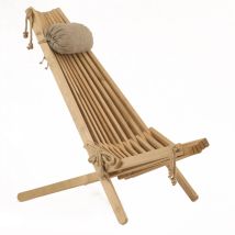 Ecofurn - Ecochair Skandinavischer Gartenstuhl Holz Birke Hellbraun Mit Nackenkissen