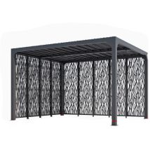 Pergola Bioclimatica In Alluminio 360x300 Con Lamelle E Pannelli Su Due Lati Grigio Antracite