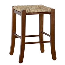 Hocker Mit Quadratischer Strohsitzflche, Hhe 47 Cm, Nussbaumfarben, Mit Sbelfen