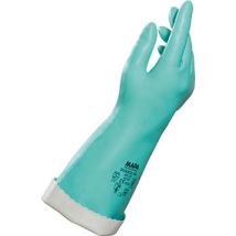 Mapa Chemikalienschutzhandschuhe UltraNitril 381 – 355 mm – Nitril, Baumwollstrick – EN 388, EN 374, EN 407