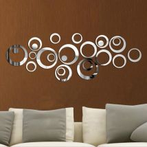 Ring Acrylic 3d Mirror Wall Sticker - Mirror Silver (135mm Diameter)