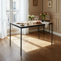 Urban Meuble - Table De Salle À Manger Rectangulaire Effet Chêne De Style Industriel Pieds Noirs 120x75cm