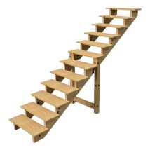 Vinuovo - Außentreppe Holz Höhe 207cm 12 Stufen, Breite 80cm, Ohne Setzstufen
