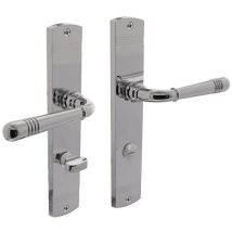 Juego De Manijas De Placa Larga Helena Zamak Cromado Wc 72mm Din L/r Intersteel