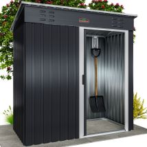 Gardebruk Medium 5x3' Metal Tool Shed Garden Storage 1,5m² Pent Roof 185x165x90cm Sliding Door Galvanised Steel Garden Equipment Utility Log Coal 