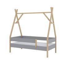 Vitalispa - Lit Enfant Bali, Gris, 80x160 Cm Avec Matelas