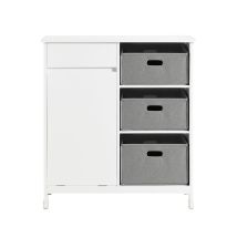 Mueble Para Ropa Sucia Armario Multifuncional Para Baño Con 1 Cesto Y 1 Cajón 3 Cestos Separados 80 X 38 X 91cm Blanco Bzr77-w Sobuy Es