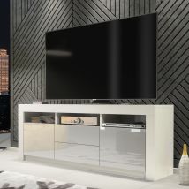 Olivia Furniture - Shine Tv Unit 160cm - White With Grey Gloss Doors