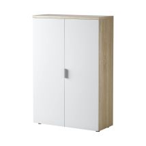Libreria in laminato rovere canadese e bianco opaco – 9702671 – 119 cm altezza, 80 cm larghezza, 33 cm profondità – Forex
