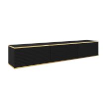 Meuble Tv Banff Rtv175 Mdf, Noir Mat, Chêne Artisanal, Largeur 175 Cm, Hauteur 30 Cm, Profondeur 32 Cm