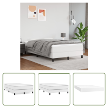 Boxspringbett Mit Matratze Weiß 120x200 Cm Kunstleder - Boxspringbett - Betten - Doppelbett - Weißes Bett - Kunstlederbett - The Living Store