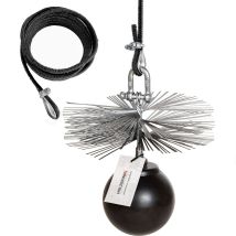 350mm Kaminbesen Schornsteinbesen Aus Federstahl + 6m Pp-seil + Zuggewicht Inkl. Montagezubehör Profiset Spezial - Holzbrink
