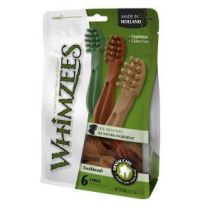 Whimzees – Toothbrush Treats for Cats – 150mm – Pack of 6 – Natural Green, Orange, Brown