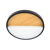 LED-Wandleuchte Vista – Holz hell/schwarz – Ø 30 cm – Aluminium – Dimmbar – 25 W – 1650 Lumen – IP20