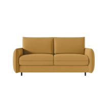Canapé Erik Convertible 3 Places Couchage Quotidien 140x190cm - Matelas 14cm - Tissu Jaune