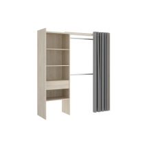 Mobimarket - Armadio Guardaroba Allungabile L 110/160 Cm Rovere E Grigio - Laurent