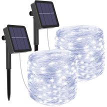 8 Beleuchtungsmodi, 120 Leds, Solar-lichterkette, 2-teilig, 12 Meter Länge, Kaltweiß, Halloween, Weihnachten, Party [energieklasse A+++]
