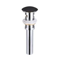 Piezzi - Desagüe Lavabo + Tapa Cerámica Redonda Negro Mate - Baño