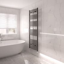 Nrg - Bathroom Mordern Heated Towel Rail Radiator Central Heating Ladder Warmer 1800x600mm Anthracite Curved