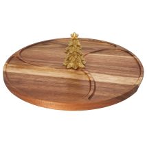 Nevessa Rundes Snack-servierbrett, Deko-weihnachtsbaum, Akazienholz, Ø 28 Cm