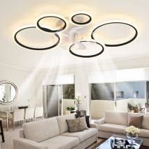 Ganeed - Modern Ceiling Light, 39'' Dimmable Led Black Flush Mount Ceiling Lights With Remote Acrylic Round Ceiling Lamp Fixture For Low Ceiling 