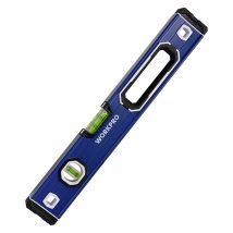 WORKPRO Wasserwaage mit Magnetfuß 40 cm – Aluminiumlegierung – Genauigkeit 0,5 mm/m – 2 Libellen – Blau