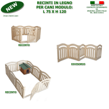 Original Legno Italia - Recinti E Divisori In Legno Alt 75 O 120 Made In Italy Con Cancelletto Ee. Moduli 6 Alt. 120 X 75 Larg. Compreso Cancelletto
