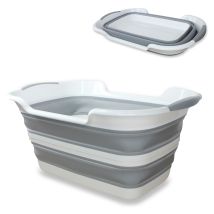 Panier à linge rétractable 27L – Caoutchouc Thermo-Propylen et Plastique Polypropylène – Dimensions déplié : 60.5 x 39.5 x 27.5 cm – Salle de bain et 