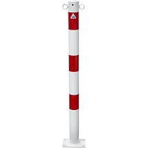 Schake Absperrpfosten Aus Stahlrohr Verzinkt Ø42x2,5mm Weiß Mit Rot Reflektierenden Leuchtstreifen Und Aufgeschweißter Stahlkappe 900mm Überflur Für 