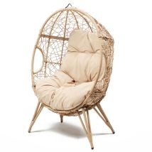 Concept-Usine – Poltrona a uovo in resina beige – Rattan naturale, Acciaio, Poliestere – 1 posto, 130 kg, 95 x 82 x 155 cm