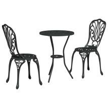 Garten Bistro Set 3 Pcs Schwarz Aluminium Vidaxl