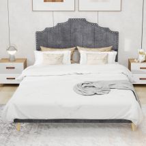 Lit Moderne Minimaliste Et Moelleux, Tête De Lit Confortable Et Douce, 160200cm, Gris, Meuble De Chambre Multifonctionnel, Cadre De Lit Avec Sommier 