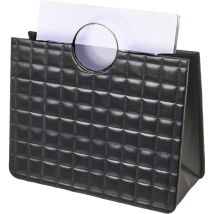 Portariviste Borsa In Ecopelle Nero Manici Di Metallo Argentato 38 X 35 X 16 Cm
