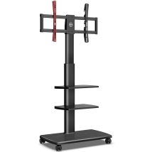 Fitueyes - Tv Bodenstnder Rollbar Mit 3 Ablagen Tv Standfu Tv Stnder Fernsehstand Mit Rollen Hhenverstellbar Schwenkbar F ̈¹r 32 Bis 65 Zoll 