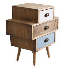 Holzkiste Mit 3 Farbigen Schubladen 50x35xh49,5 Cm Vittoria