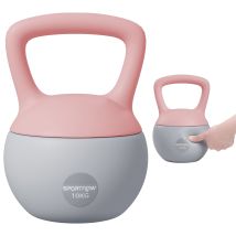Sportnow Pesa Rusa 10 Kg, Kettlebell Relleno De Arena Metálica Y Mango Antideslizante, Para Entrenamiento Culturismo En Casa, Gimnasio, Rosa Y Gris