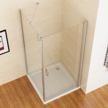 Duschkabine 80x80x195cm Dusche Duschwand 180° Schwingtür Mit 80cm Seitenwand Eckeinstieg 6mm Nano Glas