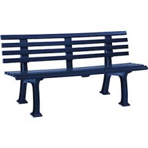 Banco de jardín de plástico – 9 listones – Resistente a la intemperie – Color azul acero RAL 5011 – 1500 mm